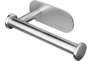 Ahyanz Premium Toilet Roll Holder Wall Mounted 3M self adhesive, Contemporary Design SUS 304 Stainless Steel Brushed Silver Toilet Paper Holder Rustproof Waterproof for Bathroom & Kitchen -No Drilling