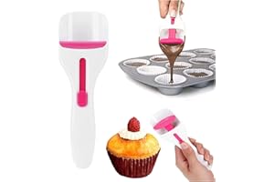 GODEMMIO Cuillère à cupcakes avec piston en silicone - Mesure égale les cupcakes ou muffins - Bouton coulissant à une touche - Fonctionne avec une pile