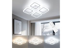 OTREN Plafon LED Techo Regulable, 48W Lamparas de Techo con Mando a Distancia, Moderna Luz para Cocina Dormitorio Comedor Sala de Estar, 4800LM, 3000K-6500K