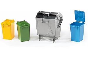 bruder 02607 - Zubehör Mülltonnen-Set, 4 Tonnen - 1:16 Abfalltonnen Müllbehälter bworld Müllabfuhr Müllauto Müllwagen Müll-LKW
