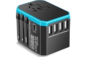 CCHKFEI Reiseadapter Weltweit Universal Reisestecker Adapter mit 2USB, 3USB C 15W Schnelles Laden und 1AC Steckdose, Internationaler Steckdosenadapter, Travel Adapter mit UK EU USA AUS Stecker, 224+ Ländern.