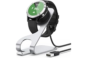 VANCLE Uhr Ladestation für Vivoactive 6 5 3 4 4S 3S Ladegerät, Vivomove 3 3S Style Luxe Sport Ladekabel, Forerunner 55 255 165 265, USB Ladegeräte (Silber)