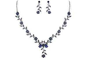 Clearine Donna Matrimonio Gioielli Set Foglia Cluster Fiore Cristalli Ciondolo Collana Orecchini pendenti per Sposa