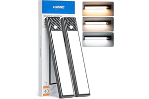 HIBOITEC Reglette Led Cuisine Luminosité Réglable, 40 LED Lumière Cuisine Sous Meuble à Détecteur de Mouvement, Éclairage de Vitrine LED Sans Fil pour Placard Armoire Escalier (3 Couleurs, 22,5 cm)