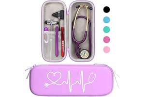 BOVKE Fondina da viaggio compatibile con 3M Littmann Classic III, Lightweight II S.E, stetoscopi MDF Acoustica Deluxe - Spazio extra per forbici mediche, forbici da trauma EMT e torcia a LED, Viola