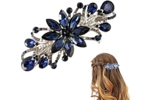WUSJCOF Vintage Strass Stil Barrettes, Luxus Schmuck Design Haarnadel, Metall Frühling Haarspange Clips, Blume Haarspangen, Haar-Accessoires für Frauen Mädchen (Blau)