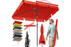 KESSER® Parasol rectangulaire avec Housse de protection et sac de transport | Parasol de jardin | Parasol de terrasse | Parasol 250 x 125 cm pour balcon, jardin et terrasse
