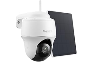 Reolink 2K 360°Pan&Tilt Camera Solaire, 2,4 Ghz WiFi, Détection Personne/Véhicule, Audio Bidirectionnel, Siren, Argus PT Lite + Panneau Solaire