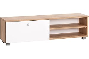 MyosHome - Mobile TV per Soggiorno, Tavolo TV Colore Rovere e Bianco 120 x 30 x 34 cm Hades