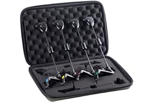 NIDONE Alarma de mordedura indicadora iluminada de Pesca, Alarma de Pesca LED Indicador Iluminado Herramientas de Pesca de Carpas Accesorio en Estuche con Cremallera Negro 4pcs