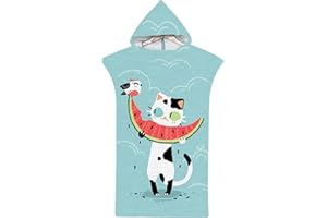 LXTOPN Poncho da bagno con cappuccio, poncho da bagno per ragazzi e ragazze, telo mare con cappuccio, ad asciugatura rapida, in microfibra 3D, 75 x 65 cm(S, 01)