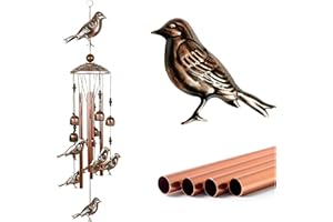 Carillons A Vent Oiseau Oiseaux carillons-4 Tubes Creux en métal pour La Décoration Wind Bells et Oiseaux avec s Crochet Carillons A Vent de Jardin,Tubes en Aluminium Carillon