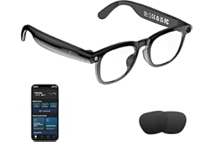 Tulbeys AI Smart Camera Brille - HD 1080P Video, Foto, Sprachübersetzung: Mit wechselbaren Sonnen-/Blaulichtschutzgläsern, Einsatzbereich Outdoor, Radtouren, Wandern, Reisen