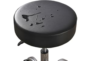 ZZDZW Funda Protectora Para Taburete Redondo Impermeable De Piel Sintética Redonda Fundas Taburetes Redondos Elástica Diámetro 30-38 Cm Fundas Para Taburetes De Bar Antifouling Antipolvo ( Color : Black , S