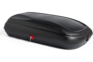 VonHaus Car Roof Box – Hard Rooftop Carrier Storage for Camping, Tents, Bags, Luggage – 320L Capacity Roofbox, Weather Resistant, Carbon Fibre Effect Finish, Central Locking System, Fits Most Cars