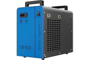 OMTech 6L Refrigeratore d'Acqua Industriale 0.68kW 10L/min CW-5200 Sistema di Raffreddamento ad Acqua per Macchine per Incisione e Taglio Laser CO2 da 60W-150W, Raffredda 5200 BTU/ora