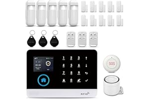 XNH Allarme Casa senza Fili,Kit Allarme Casa senza Fili con Sirena Allarme 120dB, Telecomando Intelligente, Invite vocale, Display LCD, Sicurezza per la Casa, Ufficio(X103-EU-2G-F)