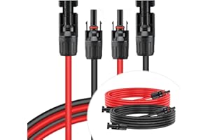 SARONIC Câble d'extension solaire 4mm²/10AWG, Câble solaire 8m/26.2FT avec connecteur femelle et mâle Kit de câble pour panneau solaire Câble photovoltaïque pour panneaux solaires Systèmes photovoltaïques