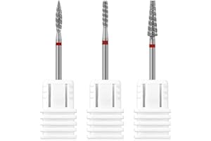 ANRUI Nagelfräser Aufsätze, 3 Stück Diamant Hartmetal Nagelfräser Bits mit Diamant-Spiralnuten, 3/32 Zoll Fräser Aufsätze für Nagelvorbereitung, Entfernung der Nagelhaut und Abgestorbener Haut