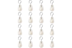 UFURMATE Single Pulley Roller, 16Pcs Mini Plastic Pulley Hooks 360 Degrees Single Swivel Pulley Block Wire Towing Wheels for DIY Agriculture Greenhouse Pulley System