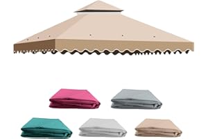 QDRECLOD Tetto di Ricambio per Gazebo Giardino 3 x 3 m, Doppio Strato con Air Vent Copertura Rimovibile per Campeggio, Spiaggia, Sole