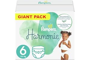 PAMPERS HARMONIE TAILLE 6 107 COUCHES (13-18 KG)
