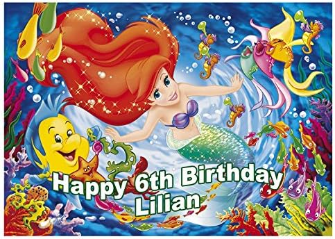Ariel Princess Personalized Cake Topper Icing Sugar Paper A4 image B