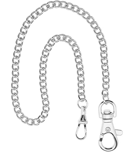 Catena In Acciaio Nichelato Per Orologio Da Taschino O Portachiavi - Lunghezza 35 Cm, Argento