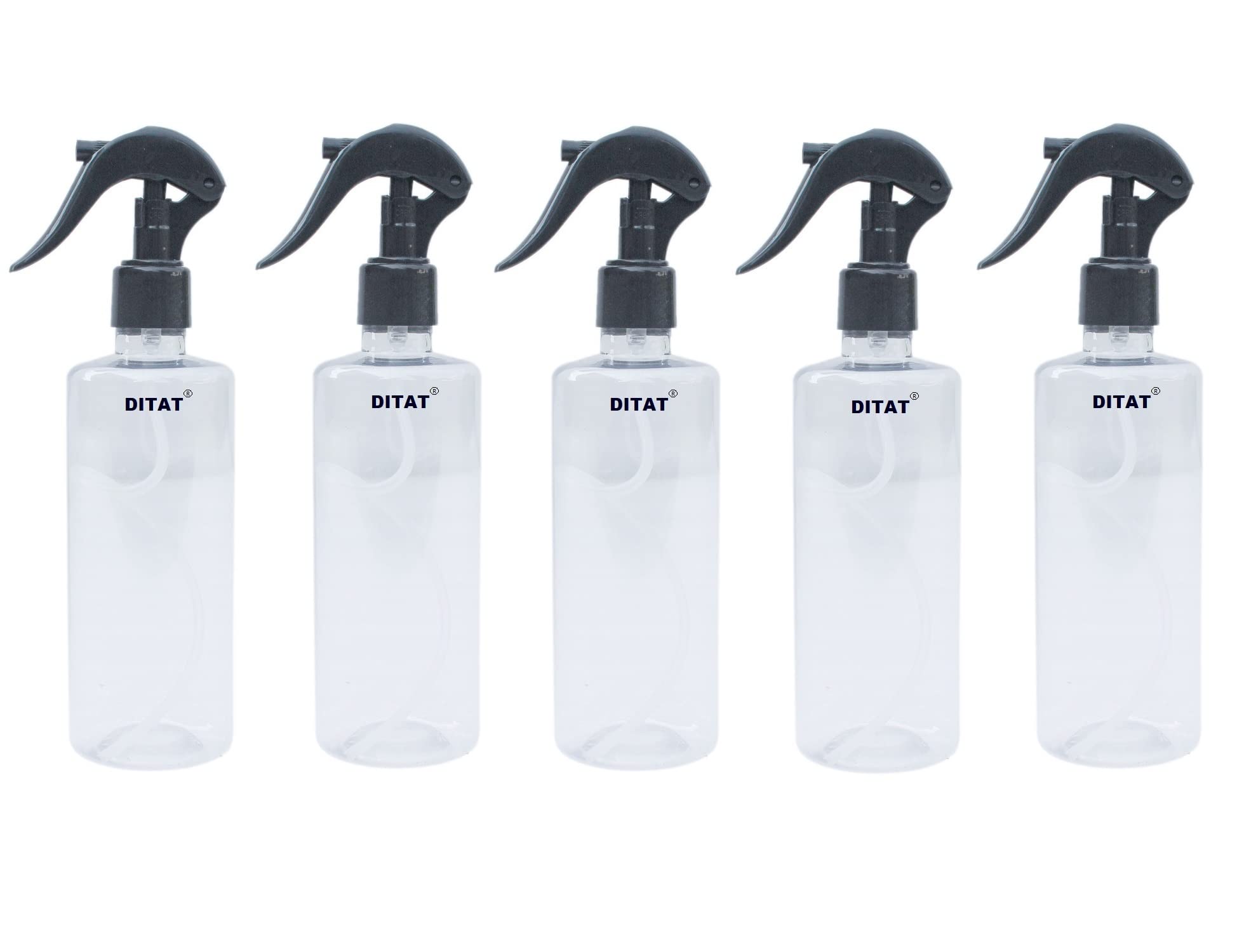 DITAT 300ml Empty Transparent Trigger Spray Bottle Review: Unbreakable Plastic Sanitizer Sprayer Multipurpose Mist Spray Bottle Pack of 5 in Black