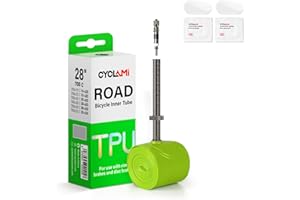 CYCLAMI Cámara Bicicleta Carretera de TPU Ultraligera 38g Cámara Interior 700 x 18/23/25/28/30/32C Camara Bici para Metal Extraíble Válvulas Presta 45/60/80mm - 1