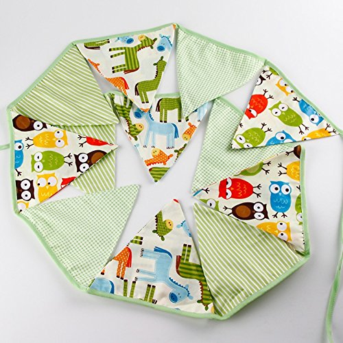 12 Flaggen Baby Dusche Cartoon Eule Wimpelkette Kinderzimmer Decor Stoff Banner Geburtstag Party Dekorationen
