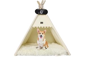 Whiwhi Tipi para mascotas con alfombra de felpa esponjosa para perros y gatos, tiendas de campaña para perros, cachorros, casa, lavable, 50 x 50 x 60 cm
