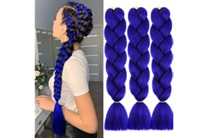 JOOCEEBABY Pelo Para Trenzas Africanas 24" 3 Piezas/Lote Azul Oscuro Color for Mujer Para Trenzas Pelo Sintetico Postizo Para Trenzas Treasure Blue Colors Braiding Hair Extensiones Trenzas
