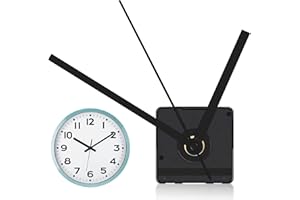 wlertcop Silenzioso Meccanismo Orologio da Parete Ricambio Orologio da Parete,Movimento Orologio da Parete al Quarzo Lungo Albero Kit ，con Lancette per Spessore Massimo del Quadrante 8-12 mm (Nero)