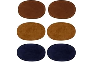 zalati Lot de 6 patchs de coude à coudre ovales pour application de couture – 2 bleus + 2 marron + 2 camel