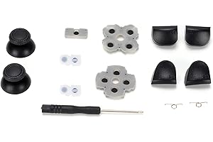 Yoidesu PS5-Controller-Ersatzteile: Gummipad, Wippe, 3D-Kunststoffkappe, L12-Ersatztasten-Set, USB C, Schwarz, 12 Tasten und reparieren, tragbar für PS5 und PS4