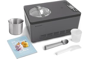 SPRINGLANE KITCHEN SPRINGLANE Gelatiera e yogurt Elisa 2,0 L con compressore autolaffreddante da 220 W, in acciaio inox con funzione di raffreddamento e riscaldamento (Elisa antracite, gelatiera + contenitore aggiuntivo