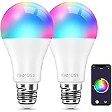 meross Lampadina Intelligente con Alexa, Lampadina LED Multicolore RGBWW WiFi, 9W E27, 2700-6500K, Compatibile con Alexa, Goo