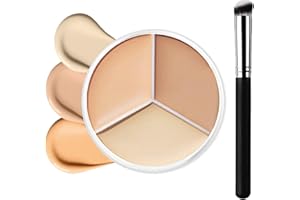 GEEWHILE Cream Concealer Full Coverage Palette, 3 Colour Concealer Makeup Palette Blendable Shades, Corrects Dark Circles Red Marks Scars, Waterproof Concealers Stick Highlight Contour Concealers