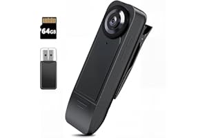 SCIFIVISI HD 1080P Mini Kamera, Bodycam überwachungskamera Ohne Wlan mit 64g Speicherkarte, Mini Kamera mit Nachtsicht Bodycam Körperkamera für Innen Aussen überwachung, Audio Video Aufzeichnung Kleine Kamera