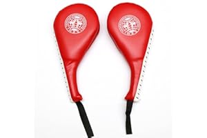 Luniquz 1 Paire de Raqettes Doubles Taekwondo Raquette de Frappe en Cuir pour l'entraînement de Tae kwon do Boxe Karaté(Rouge)