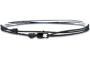 Made by Nami Tobilleras Fina para Hombres y Mujeres con Cierre de Mosquetón Hecha a Mano - Joyería Marítima para Surfistas - Tobilleras de Tela Minimalista - 100% Impermeable y Ajustable (Negro)