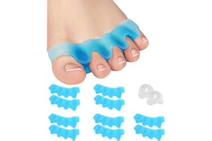 HUIFOO 6 sztuk silikonowych separatorów palców, do prawidłowego palucha koślawego, do pedicure, palucha koślawego, rozmiar uniwersalny, dla kobiet i mężczyzn, niebieskie