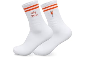 HUKUMA Bestickte Aperol Spritz Socken, Tennissocken Damen,Lustige Sportsocken,Aperol Kostüm Accessoires,Atmungsaktive Sportsocken Tennissocken Crew Socken,Geschenk für Lillet-Liebhaber, Freundin