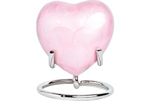 Royal Rapture Urn for Ashes Funeral Memorial Cremation Keepsake Love Urns Decorative Brass Heart with Stand (Pink Plain, 3") RHM03-23