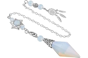 Amogeeli Pendule à Facettes en Cristal avec Capteur de Rêves et Chaîne Étoile Hexagonale, Pendule de Radiesthésie Reiki pour la Divination et l'Équilibre Spirituel, Opale