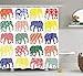 Produktbild Elephants Decor Collection Bunte Elefanten in Mustern in Einer Reihe National Folklore Spiritual Yoga Image Print Polyester Bad Duschvorhang 180CM Extra Long Orange Navy