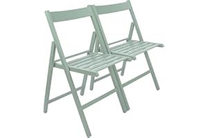 Harbour Housewares Beech Wood Folding Chairs - Sage Green - 2x - Wooden Garden Chair Outdoor Seating Deck Seats Lightweight Foldable Dining Patio Furniture