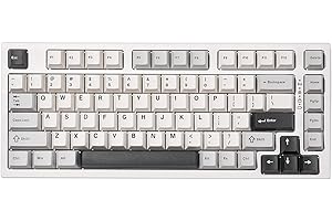 ‎YUNZII YUNZII YZ75 Bezprzewodowa klawiatura mechaniczna, 75%, Hot Swap, do gier, RGB, Bluetooth 5.0, 2.4G, USB-C, Dye Sub, nakładki z tworzywa PBT, Linux, Windows, Mac (brązowo-biała, Gateron G Pro)