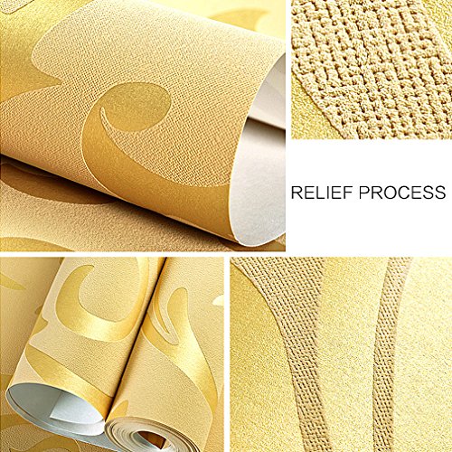 KINLO® Tapete Vlies 3d 10×0.53m(5.3?) Tapete gold barock tapete Wand für Wohnzimmer TOP Qualität Wandaufkleber für Schlafzimmer Möbelfolie barock tapete modern tapete muster tapete für Büro 2 Jahren Garantie - 3